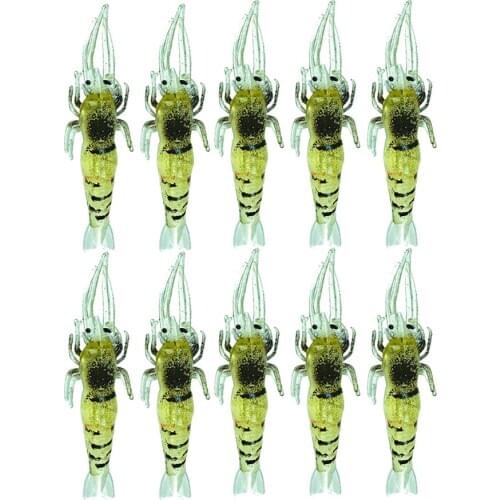 10PCS Soft Shrimp Worm Prawn Fishing Lure/Tackle Glow Luminous Wobblers Bass Carp Silicone Sharp For Crankbait Artificial Bait