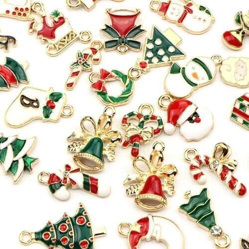 19/26/30/45Pcs Mixed Christmas Charms Enamel Pendants Ornaments Xmas Tree Decoration for Bracelet Earrings Necklace DIY Jewelry