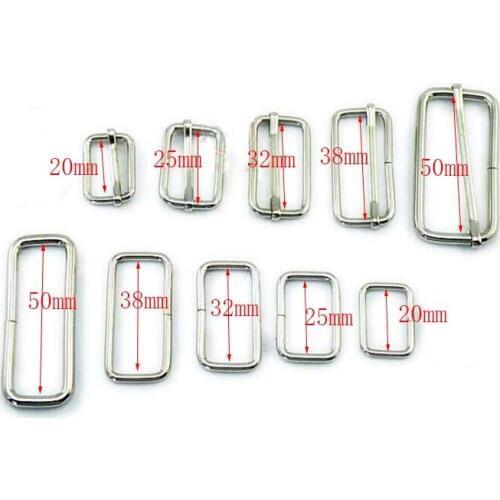 20pcs/lot Metal Adjustable buckle20mm/25mm/32mm/38mm/50mm Sliver Garment Belt DIY Needlework Luggage Sewing Handmade Bag Buttons
