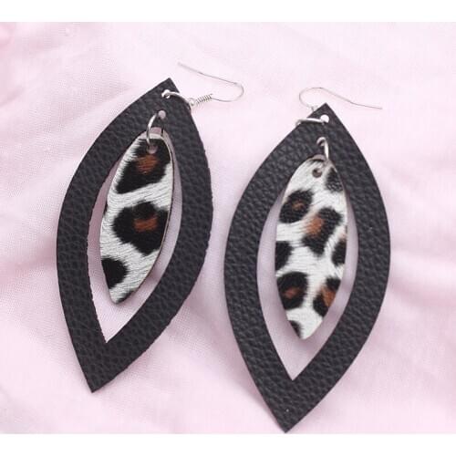 2020 Womens Vintage Drop Earrings Classic PU Leather Boho Big Earrings For Women Multicolor Fashion Teardrop Earrings New