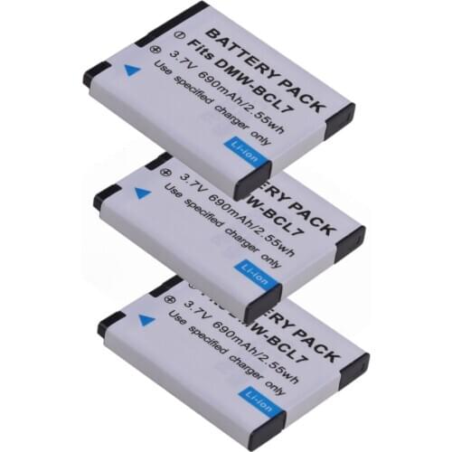 3x DMW-BCL7 DMW BCL7 BCL7E BCL7PP Camera Battery for Panasonic Lumix DMC-F5 FH10 FS50 SZ10 SZ9 SZ8 SZ3 XS3 XS1