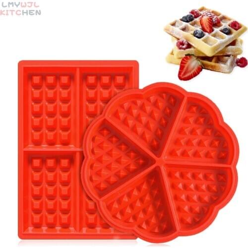 4 Grid Rectangular Waffle Mold Round 5 Grid Silicone Chocolate Block Cake Pan Mold DIY Waffle Making Tool Cake Baking Accessorie