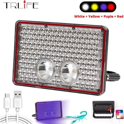 5000mah Portable Lantern LED Spotlight Work Light USB Rechargeable Flashlight Outdoor Multi-function Red White Purple UV Light