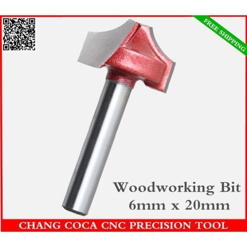 6mm*20mm,Freeshipping CNC solid carbide trimming End Mill,tungsten steel woodworking insert router bit,wood tools,1/4 R cutter