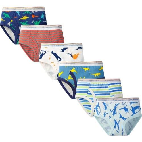 6pcs Stripe Panties Cotton Breathable Boys Briefs Reusable Cartoon Underpants Elastic Kids Underwear Toddler Cozy Sleep Bottoms