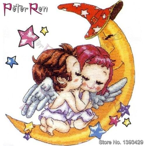 Diamond Painting crystal Cross Stitch Cartoon angel moon stars Square\Round Full Embroidery Mosaic stickers Home Decor Peter ren