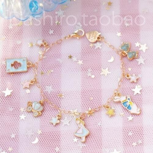Japanese girl lolita Alice in Wonderland March Rabbit Pumpkin Car Poker Birthday Party Jewelry Bracelet