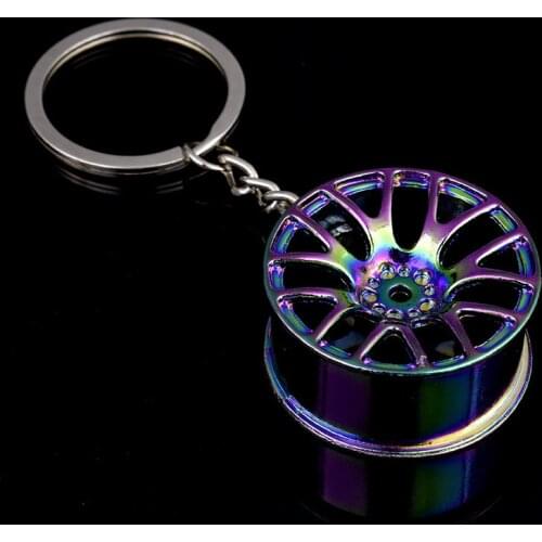 1pc Car Wheel Tire Keychain Car Styling Cool Luxury Key Ring Alloy Auto Part Model Car Keyring Hub Turbo Keychain Bag Pendant