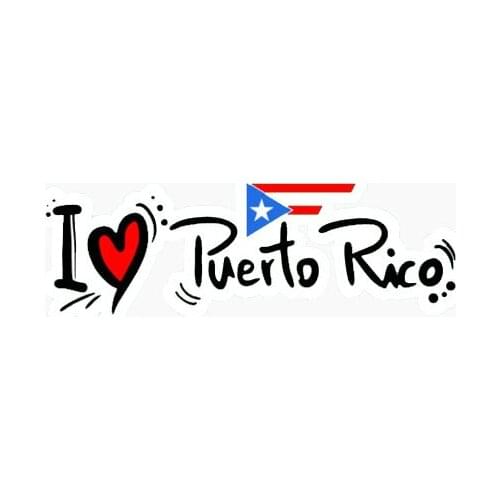 Dawasaru I Love Puerto Rico Car Sticker Decoration Waterproof Decal Laptop Suitcase Motorcycle Auto Accessories PVC,13cm*4cm