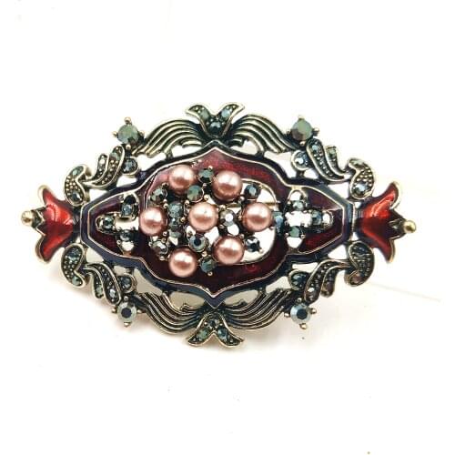 Edwardian Vintage Imitated Pearls Cluster Art Deco Ribbon Oval Brooch Enamel Pin Costume Jewelry for Hat Clothes Coats Sweater