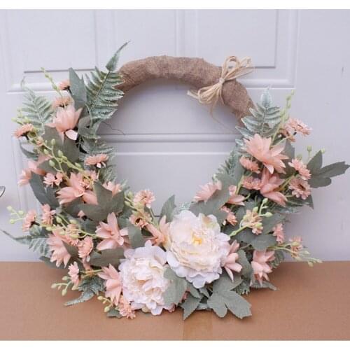 Artificial Dahlia Flowers Peony Wreath For Front Door Farmhouse Wreath For All Seasons Christmas Wedding Half Coverage