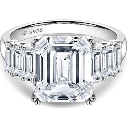 Classic 100% 925 Sterling Silver Created 4 Carats Anniversary Rings For Women Pass Diamond Test Lovely Party Fine Jewelry Gift