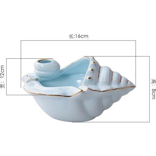 Brief fashionable conch shape ceramic office desk ashtray Beautiful Mediterranean style decorative ashtray