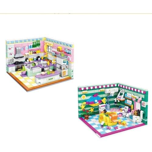 LOZ mini diamond building block city street view home house kitchen assemble bricks bathroom educational toy for children gift