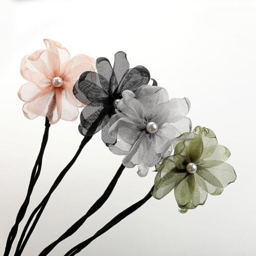 Cute Ball Flower Pearl Head Hair Tool Headwear Lazy Fluffy Elegant Barrette Temperament Floral Plush Hair Accessories Headdress