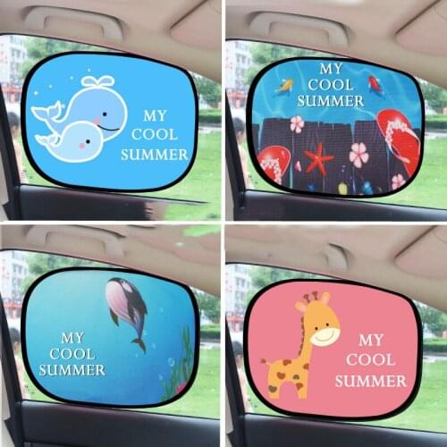 2Pcs Cute Cartoon Car Styling Curtain Anti Universal Car Window Baby Sun Shades