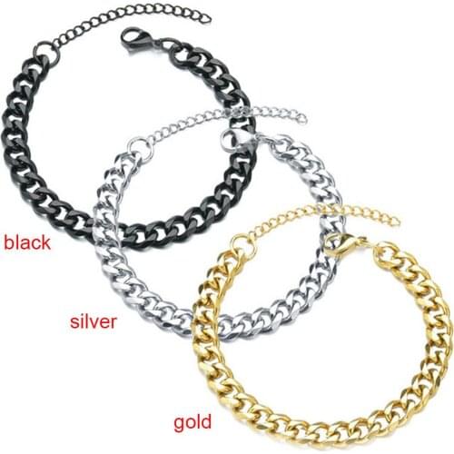 Jewelry Stainless Steel 3/5/7mm Mens Mens Bracelet Classic Cuban Wide Chain