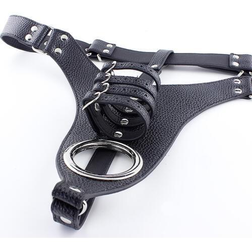 Penis Training Leatherwear Cortex Cowhide Male Pants Chastity Belt for Party SM Bondage Male Chastity Device Sex Toys G7-4-33