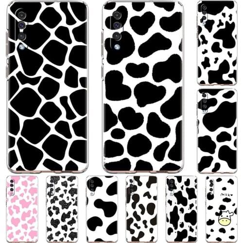Soft Clear Case For Samsung Galaxy A50 A70 A10 A30 M30s A20e M31 A20 A40 M51 A20s A10s Back Phone Cover Cow Print Black White