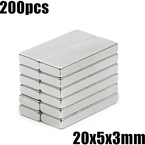 200pcs 20x5x3 Neodymium Magnet 20*5*3 mm N35 NdFeB Block Super Powerful Strong Permanent Magnetic imanes Block