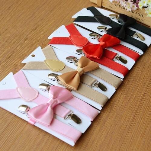 New Baby Boys Kids Suspender and Bow Tie Matching Set Tuxedo Wedding Suit Party Suit Accessories