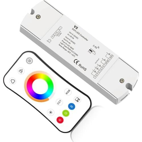 New Led RGBCCT Strip Controller 2.4G RF Remote Wireless 4A 5 Channel Output DC12V-24V RGB CCT String Ribbon Control