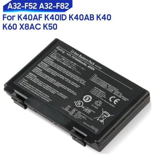 Original Replacement Battery For ASUS K60 K50 K40 K40AF K40ID K40AB X8AC A32-F52 A32-F82 Genuine Laptop Battery 4400mAh
