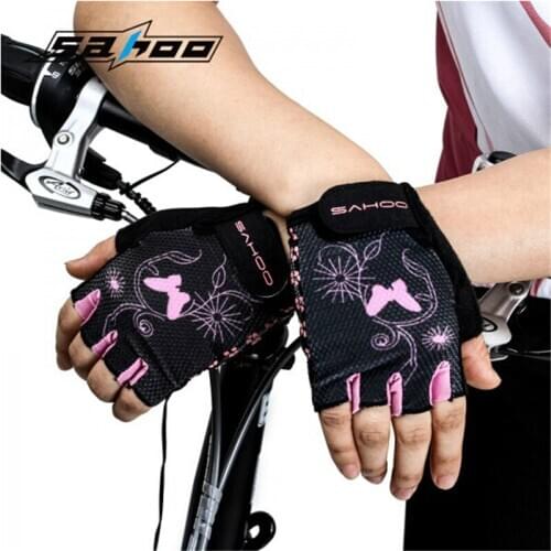 SAHOO Half Finger Cycling Gloves Women MTB Mountain Bike Breathable Anti-shock Sports Gym Gloves Anti-slip Bicycle Glove