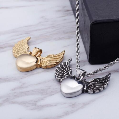 Angel Wings Pendant Gold Titanium Steel Heart Stainless Steel Men and Women Pendant