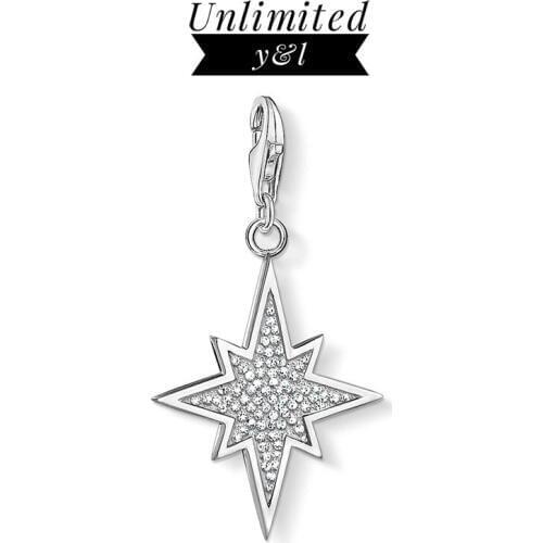 Star Charms Pendants for Women Men DIY Jewelry Making 925 Sterling Silver Pave Cubic Zirconia Accessories Fit Bracelet Necklace