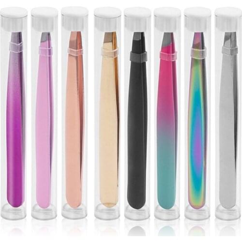 Professional Slanted Stainless Steel Eyebrow Tweezers Hair Removal Tweezers Stainless Steel Face Harmless Makeup Tool