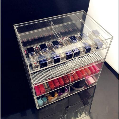 10PCS Anti-Scratch Clear Acrylic Cosmetic Jewelry Makeup Organizer Box Case 4 Storage Drawer Cases Holder Make Up Storager Boxes