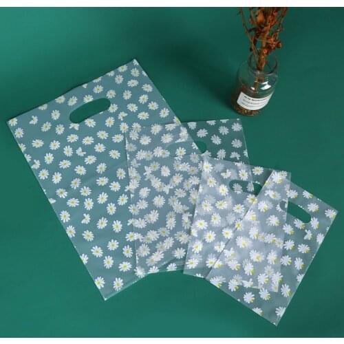 Transparent Plastic Bag With Handle Gift Bag Candy Cake Wrapping Baked Bread Shopping Birthday Wedding Party Favor Bag 100pcs