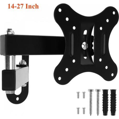 10KG Adjustable 14-27 Inch TV Wall Mount Bracket Flat Panel TV Frame Support 15 Degrees Tilt with Small Wrench for LED Monitor