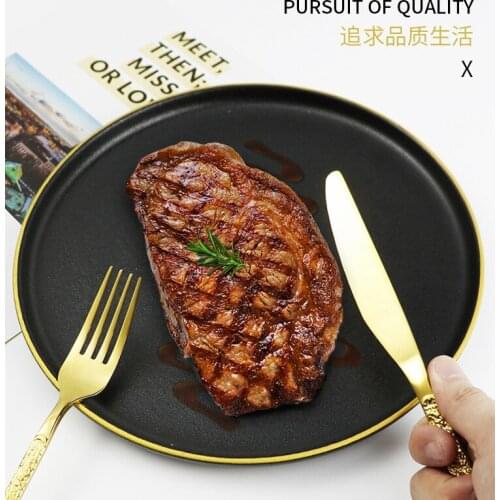 Relief titanium plated 201stainless steel knife fork and Spoon Set Spoon dessert spoon coffee spoon dinner knife fork fruit fork