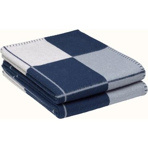 Luxury Cashmere Throw Blanket Crochet Soft Wool Scarf Shawl Portable Warm Plaid with H Letter for Sofa Bed Knitted Blanket