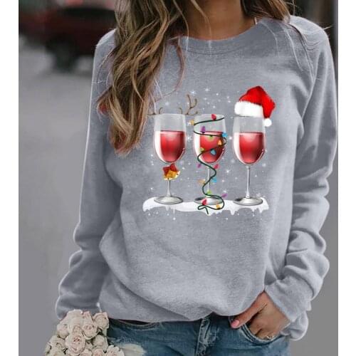 Christmas Sweatshirts Women Hoodie Casual Long Sleeve O Neck Sweatshirts Pullover Harajuku Women Hoodies Tops moletom feminino