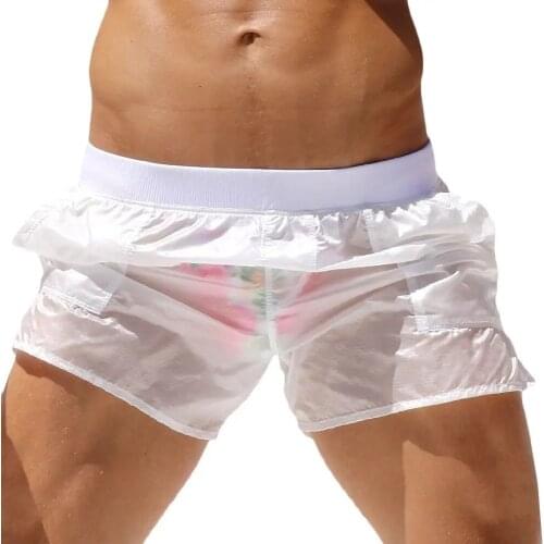 Sexy Transparent Swimwear Men Swimsuit Swimming Boxer Trunks Mens Fashion Breathable Quick-drying Running Beach Sports Shorts