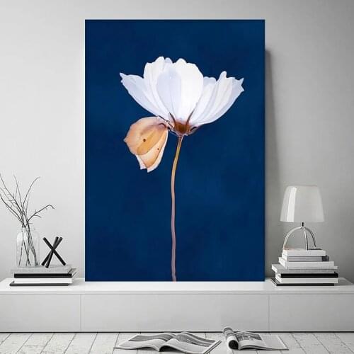 Modern Flower Butterfly Canvas Painting White Flowers Posters and Prints Wall Art Picture for Living Room Home Decoration Cuadro
