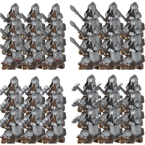 Medieval Dwarf Knights Building Block Military Castle Figures Parts Animal Accessories Warrior Rome Soldier Toys for Children
