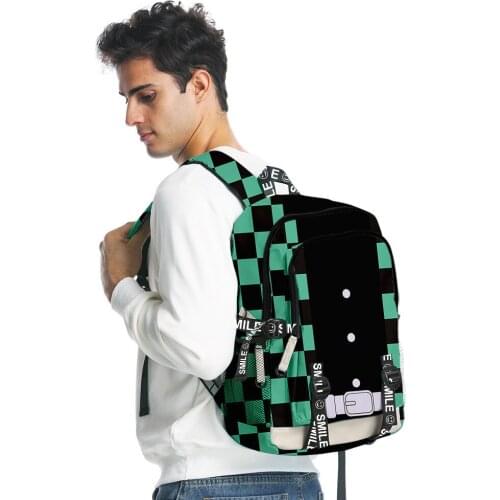2021 3D Men Women Taptop Backpacks Demon Slayer Kimetsu No Yaiba Teenage Boys Girls Students School Bags Oxford Waterproof