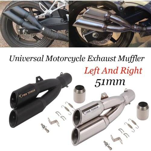 Motorcycle Double Hole Exhaust Pipe Pot Echappement Moto Motorbike Muffler Escape with DB Killer For Benelli 502C R1 R3 R25