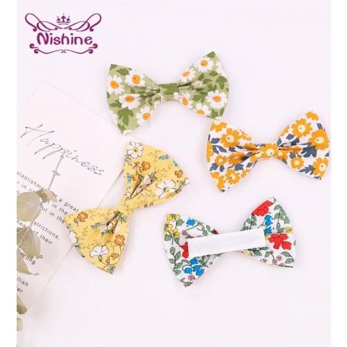 Fashion Sweet Princess Bangs Hairpin Vintage Floral Pattern Bowknot Hair Clip Cute Print Bows Infant Headwear Costume Decoration