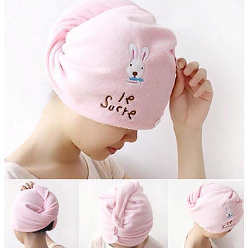Cartoon Rabbit Women Water Absorption Quick Drying Head Hair Towel Shower Cap