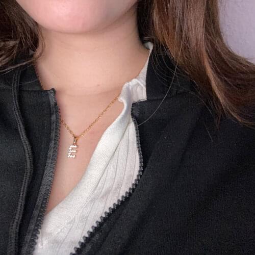 Tiny A-Z Initial Letter Necklace For Women Zircon Stainless Steel Chain 26 Alphabet Choker Pendant Necklaces Jewelry Gifts Femme