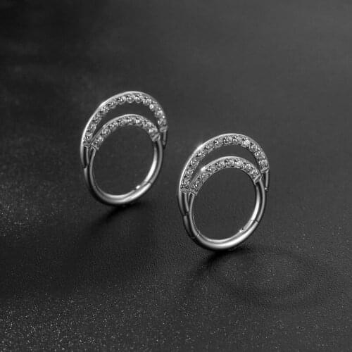 1PC 16G G23 Titanium New Design Simple Mini Balls Circle Septum Clicker Hoop Nose Rings Nose Piercing