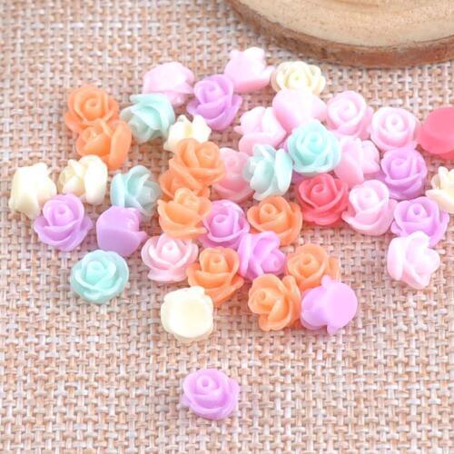 100PCS Candy Rose flatback Resin Cabochons Scrapbook Craft 5mm DIY buttons phone decor Headwear accessories CP1479
