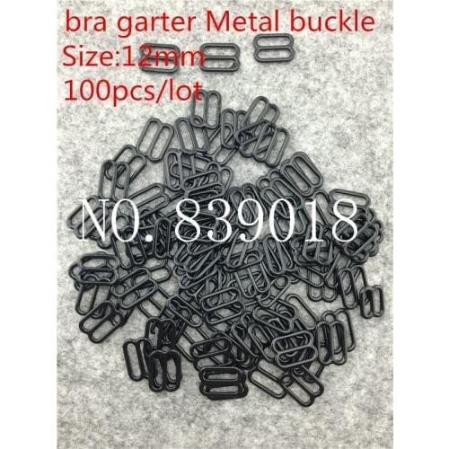 12mm black color 100pcs/lot design Bra Buckles Clip Strap Holders Metal Adjustable buckle