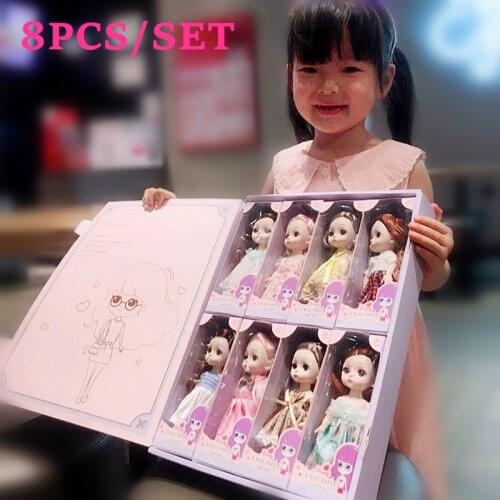 16cm 13 Ball Joints Dolls BJD with Clothes Dress Up BJD Doll Girl Toy Birthday Gift 8pcs/set Ball Jointed Doll Free Shipping