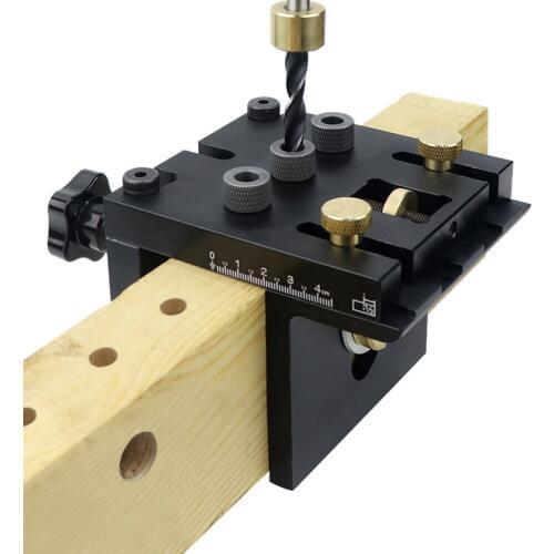 3 in 1 Black Doweling Jig Kit Pocket Hole Drilling Locator Jig Detachable Drill Guide Puncher Furniture Jig Woodworking Tools